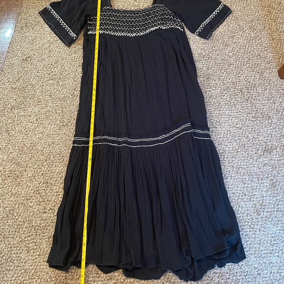 Size Medium Free People I'm The One embroidered black gauze maxi dress - Picture 4 of 16